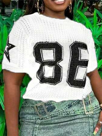 FQLWL 夏季街头宽松上衣字母印花短袖朋克 Y2K 街头服饰女士休闲图案套头衫