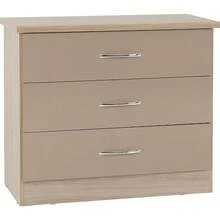 Seconique Nevada 3+2 Drawer Chest In Sonoma Oak Effect - Oyster Gloss/Light Oak Effect Veneer - View 1