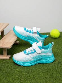 1 par de zapatillas deportivas transpirables y ligeras para niños y niñas, con diseño de degradado de color, adecuadas para todas las estaciones y actividades al aire libre