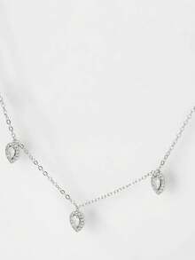 1pc Teardrop Zirconia Crystal Necklace, Elegant Luxury Accessory Suitable For Wedding Gowns, Bridal Party, Parties And Events - Silver Water Droplets - View 3