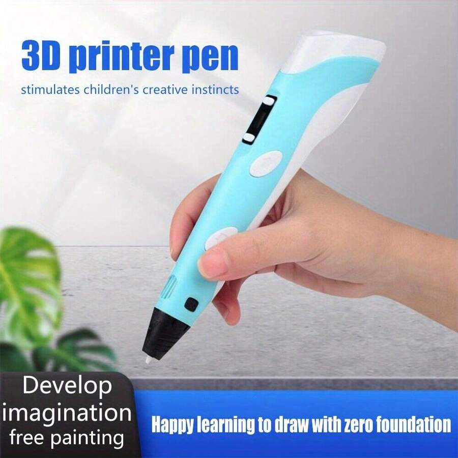 3D Brush Essential | For Students & Adults – Adjustable Thickness + USB Charging, Bonus Tricolor Filament Set . Unleash Creativity Freely! - Blue - View 1