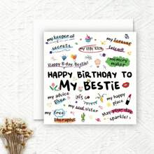 1PC Funny Bestie Birthday Card, Perfect Gift Cards For Best Friends And Sisters Greeting Card, Gift Card For Ladies' Birthday Parties, With Envelope