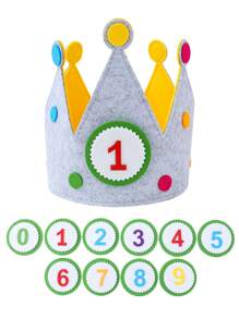 1Set Crown Shaped Birthday Decorative Hat,Felt Adjustable Crown Birthday Hat With Number 0-9 Including Five Styles,Birthday Party Decoration,Photo Props Decor,DIY Decorative Hat,1st Birthday Party Accessory,Dress Up Headwear,Babyshower,Gender Reveal Party Decor,Party Favors,Holiday Party Supplies