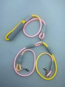 Laisse pour animal de compagnie double avec un design sécurisé et élégant à dégradé de couleurs chatoyantes, idéal pour les propriétaires d'animaux de compagnie arabes. Dégradé bicolore élégant pour les amateurs d'animaux de compagnie