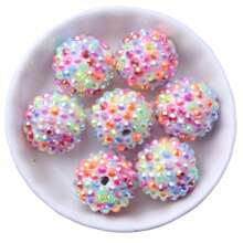 Fashion 18x20mm 10/20pcs Pack Mix Colorful Custom Confetti Color Resin Rhinestone Ball Beads For DIY Beadable Pen Keychain Chunky Bubblegum Necklace Bracelet Jewelry Making