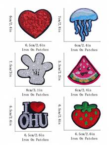 20/30 miếng vá thêu họa tiết hoạt hình ngẫu nhiên hình nơ, quả anh đào, ngôi sao năm cánh, miếng vá ủi và may theo phong cách hoạt hình dễ thương cho quần áo, túi xách và mũ - Nhiều màu - Xem 6