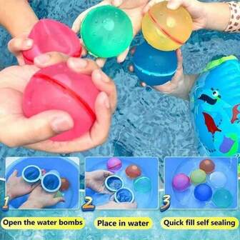 3/6/12 Pack Reusable Water Balloons, Pool Beach Water Toys For Boys And Girls, Summer Outdoor Toys For Kids Ages 3-12, Magnetic Water Ball For (Color And Style Are Random), Soft Silicone Water Balloons For Swimming Pools And Summer Party,Outdoor Games,Stress Ball,Fidget Toys,Kids Birthday Gifts, Christmas>Stocking Fillers