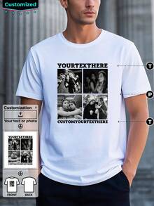Customize A Men's T-Shirt With Four Photos As A Birthday Or Anniversary Gift. Add Memorable Text. - White - View 1