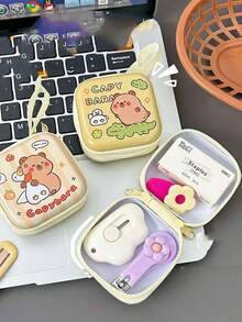 Capybara Mini Coin Purse, Portable Earbud Case With Cute Capybara Design Coins & Keys Holder - Multicolor - View 11