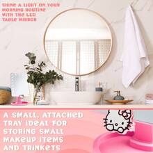 Hello Kitty Vanity Mirror With Trinket Tray LED Touch Screen Light Up Portable Beauty Makeup Cute Kawaii Gift - Pink - View 4