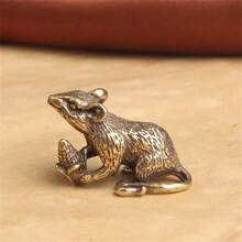1 pièce Ornement de couple de chats vintage en laiton, sculpture artistique, chats enlacés amoureux. Idéal comme œuvre d'art pour la maison, le bureau ou le café. Parfait pour une étagère, un salon ou un bureau. Rat en laiton pour la bonne chance et la prospérité, un charme pour la maison, la voiture et la décoration de bureau - Multicolore - Voir 13