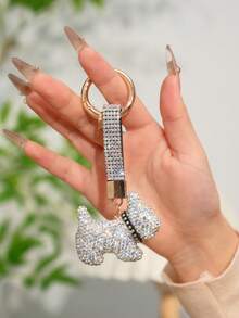 1 pieza Llavero con perro decorado con rhinestones de colores, accesorio para bolso, regalo para amantes, amigos, adecuado para uso diario de hombres y mujeres