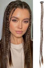 1pc Braid Hair Clip In Hair Extensions Blode Brown Black Clip Hairpieces Synthetic Fiber Hair Extensions Women Party Daily Wear