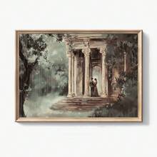 1pc Framed/Unframed Pride And Prejudice Temple Proposal Wall Art Poster Canvas Print Retro Cottagecore Aesthetic Decor Bookworm Vintage Painting For Dorm,Apartment,Bedroom,Living Room,Modern Home Decoration - Multicolor - View 1
