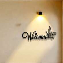 1 Piece Of Simple And Elegant Butterfly Welcome Decoration Sign And Plaque. It Is A Simple Metal Wall Art Handicraft For Entrance Wall Decoration. It Is Highly Suitable For Home And Office Decoration, And Is An Ideal Choice For The Living Room