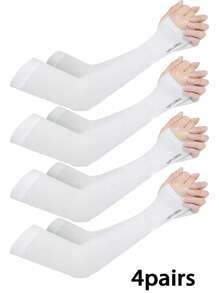 1/2/3/4 Pairs Ladies UV Protection Arm Sleeves, Cooling Compression Tattoo Cap Sleeve For Work, Cycling, Fishing, Halloween, Winter, Casual Plain Colors