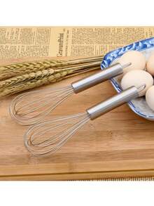 Batidor de huevos manual multiusos de acero inoxidable para uso diario en la cocina - Plateado - Ver 5