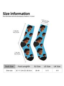1 Pair Customized Face Print Mid-Calf Socks For Men, Mother's Day/Holiday Gift