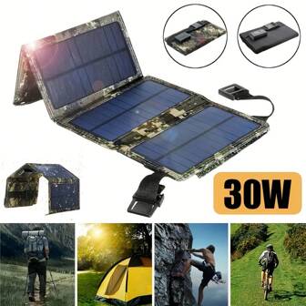 Smaraad Renewable 30W Foldable Solar Panel, Portable Solar Generator Outdoor Camping RV Charger For Mobile Phones, Tablets, Lighting, Fans