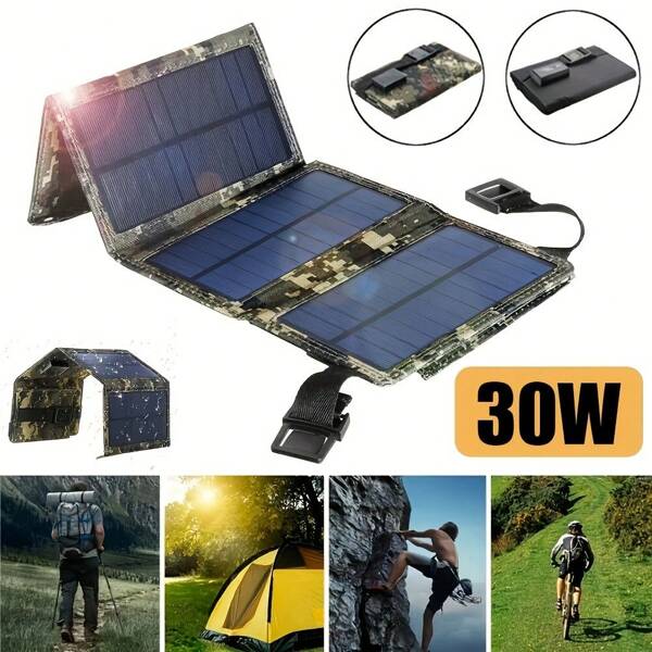Smaraad Renewable 30W faltbares Solarmodul, tragbarer Solar-Generator für Outdoor-Camping, Wohnmobile, zum Aufladen von Handy, Tablets, Beleuchtung, Ventilatoren