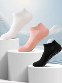 3/5 Pares de calcetines transpirables con malla antideslizante para yoga y pilates para mujer, para el gimnasio