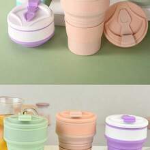 كوب ماء قابل للطي من السيليكون قابل للحمل سعة 350 مل / 500 مل، كوب قهوة للسفر والخارج والأعمال مع غطاء، كوب ماء صغير - متعدد الألوان - مشاهدة 7