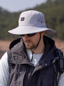 1 件轻便男士透气太阳帽，户外钓鱼渔夫帽宽边防紫外线登山帽男士太阳帽夏季帽子，适合徒步旅行和钓鱼等夏季户外活动