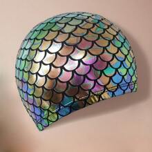 1pc A Perfect Choice For Swimming, Surfing, And Water Sports, This Single-Layer Non-Waterproof Swimming Cap Features A Soft, Breathable, Quick-Drying, And Comfortable Design With A Gradient Color And A Pattern Of Laser Fish Scales.