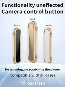 Camera Control Capture Button Compatible With Iphone 16 16Pro 16Plus 16ProMax Side Button Protector Anti-Scratch Film Compatible With Iphone 16 Series Waterproof Tempered Glass Shockproof Anti-Fall Anti-Fall Anti-Fingerprint Full Cover - Gold - View 5