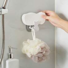 1pc Cat-Shaped Sponge Holder With Wall Mount, Easy Install, Casual Style, Plastic Material, Kitchen And Bathroom Sponge And Brush Organizer, Utility Hooks