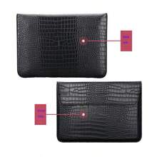 Custom Lettered Crocodile-Patterned PU Leather Laptop Case For Air 13 13.3 15.4-Inch Pro Retina, Envelope Sleeve With Stand, Unisex, Kawaii Y2K Minimalist, Business Casual - Pink - View 4