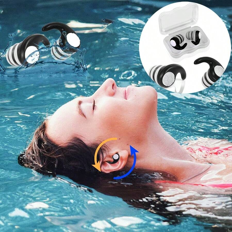 Silicone Swimming Ear Plugs 1 Pair, Waterproof Ear Plugs For Swimming, Soft Silicone Swim Ear Plugs Noise Reduction Ear Protection, Reusable Ear Plugs For Swimming , Surfing, Shower For Noise Reduction Earplug Sound Blocking For Sleep Snoring Study Concerts