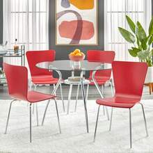 Set Of 2 Pisa Modern Bentwood Dining Chairs - Buylateral - Red - View 3