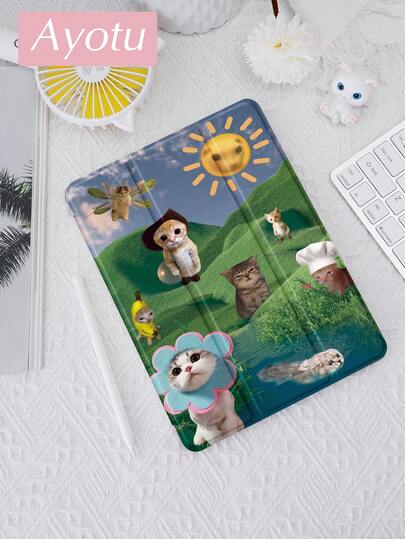 Ayotu Monkey 保护套适用于三星 Galaxy Tab/iPad/Kindle、iPad 第 9/8/7 代 10.2 英寸、新款 iPad 第 10 代保护套、Kindle Paperwhite 第 12 代 2024、具有自动唤醒/睡眠功能、四角防摔