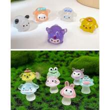 Sanrio 5pcs/7pc Sanrio Hello KT, My Melody, Kuromi, Cinnamon Dog Resin Charms - Luminous DIY Decorative Accessories, Cute Pastel Figurines With Bows, Perfect For Birthdays, Valentine's Day, Christmas, Halloween And Family Gatherings, Party Gifts | Whimsical Charm | Best Small Gifts For Women