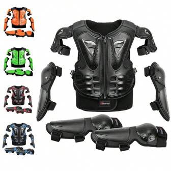 1 Set Motorcycle Armor Cycling Protection Suit Motorbike Body Armor Moto Protective Gear With Elbow Knee Pads Guards Riding Motocross Armor Outdoor Sports Back Chest Protector Cycling Accessories Riding Essentials For Women Men Rider Gifts