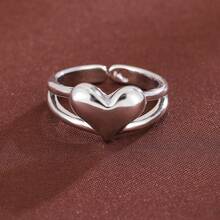 1pc Smooth Heart Design Mother's Day Gift Women's Open Ring