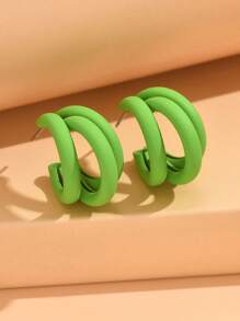 1 Paar sommerlicher, einfacher, gestaffelter, extra großer Dreiring-Ohrclip, weiblich, mehrschichtig, personalisiert, retro, elegant, hochwertige Ohraccessoires