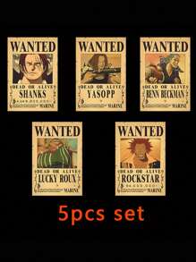 ONE PIECE 5-13 piezas Sombrero de paja, equipo de piratas, paquete de 5 carteros, pintura vintage, tamaño de pared de sala de estar de 28.5*19.5cm, regalos de regreso a la escuela