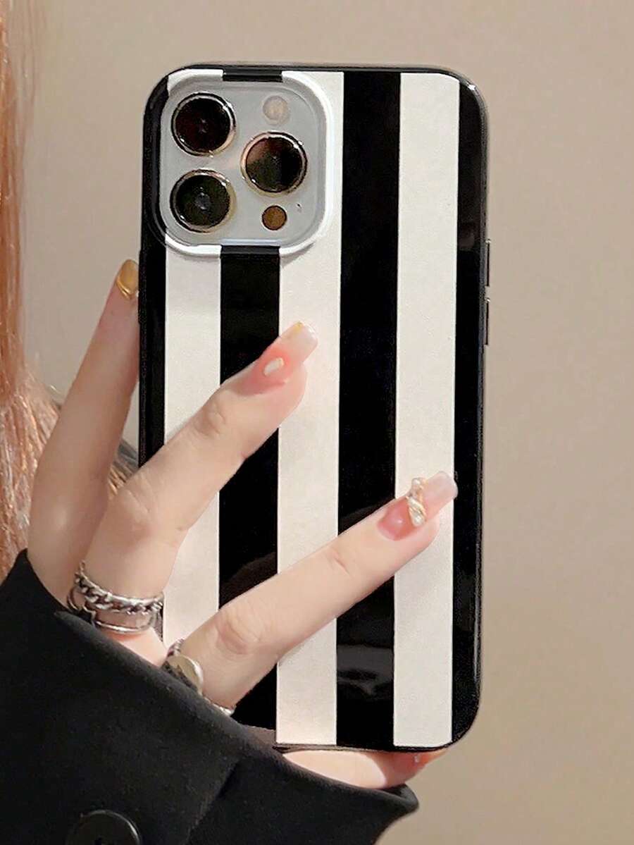 经典黑白竖条纹手机壳，简约亮黑色手机壳，兼容 17 / 17 Air / 17 Pro / 17 Pro Max，兼容 13，兼容 15，兼容 16 Pro Max，兼容 16，兼容 14，兼容 15，兼容 16 Plus，兼容 Galaxy 保护壳，国际版，非国内版 - 彩色 - 查看 1