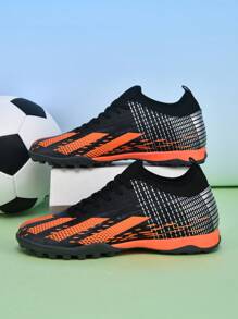 1 Pair Football/Soccer Shoes With Cleats, High-Top Outdoor/Artificial Turf Training Shoes, Professional Team Sports Shoes With Lace-Up, Non-Slip Rubber Sole, Lightweight High Performance Design