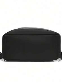 Small Minimalist Nylon Women's Backpack, Classic Solid Color College Style Bag With Multiple Pockets, School Backpack - Black - View 6