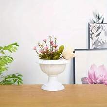 5 Packs Vintage Style Plastic Flower Pots, Geometric Pattern, Round Shape, Lightweight, Indoor Use, Succulent Plant Containers For Home And Office Decor Home Decor Room Decor Flower Vase Glass Vase - Multicolor - View 4