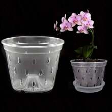 5 Packs Transparent Plastic Orchid Pots With Saucers For Air Circulation, Clear Plastic Planter For Orchid,Orchid Pot With Holes For Repotting Healthy Air Circulation And Water Drainage, Indoor & Outdoor Gardening, Home Decor