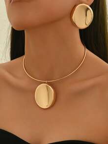 3 件套金属不对称几何项链优雅别致百搭时尚欧美风格日常配饰颈链套装