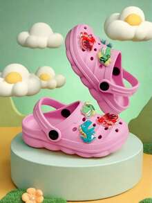 2025 Comfortable Casual Boys' And Girls' Cave Shoes For Home, Outdoor, Daily Gathering, Soft Bottom, Casual Dinosaur Cartoon Cave Shoes - Pink - View 4