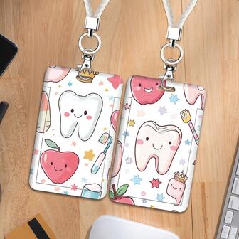 1 件牙科护理系列医生护士证件夹挂绳袋，学校用品，返校