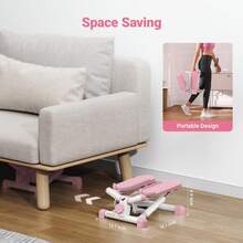 MERACH Steppers For Exercise, Space-Saving Stair Stepper With Resistance Bands, Mini Stepper For Home And Office Use With 330LBS Loading Capacity, Hydraulic Fitness Stepper With LCD Monitor - Pink - View 9