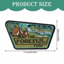 1 pieza Parche bordado de paisaje de naturaleza salvaje para exteriores, parche de paisaje, se puede planchar/coser en ropa, bolsas y sombreros, decoración de parches creativos DIY