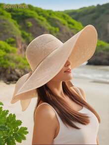 Mũ rơm rộng vành thanh lịch dành cho nữ, chống tia UV - Mũ mùa hè đi biển thường ngày với dây đeo cằm điều chỉnh được, 3 màu (kaki/be/đen), mũ vành rộng đa năng, thích hợp cho du lịch, làm vườn và nghỉ mát. - Màu Khaki - Xem 3